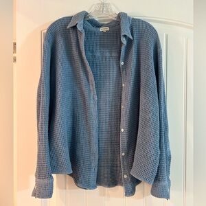 DONNI knit waffle button down